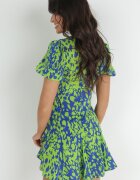 retro & icone Rochie Verde Cloș cu Print Fantezist Zarnadi