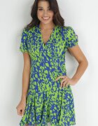 retro & icone Rochie Verde Cloș cu Print Fantezist Zarnadi