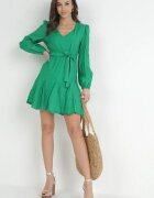 retro & icone Rochie Verde cu decolteu triunghiular și legătură în talie Wesleig