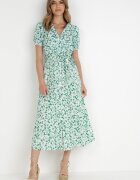 retro & icone Rochie Verde din Bumbac Delereia