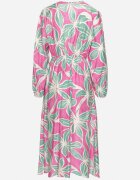 retro & icone Rochie Verde-Fuchsia Florală din Viscoză cu Decolteu Petrecut Selliora