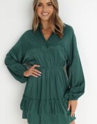 retro & icone Rochie Verde Închis cu Volane Nezisa