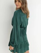 retro & icone Rochie Verde Închis cu Volane Nezisa