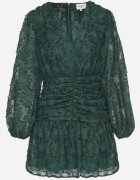 retro & icone Rochie verde închis de dantelă cu decolteu petrecut și drapaje Labisse