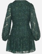 retro & icone Rochie verde închis de dantelă cu decolteu petrecut și drapaje Labisse