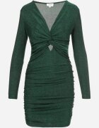 retro & icone Rochie Verde închis Drapată cu Decolteu Petrecut Mephi