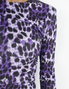retro & icone Rochie Violet cu imprimeu leopard cu drapaj Valfo