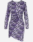 retro & icone Rochie Violet cu imprimeu leopard cu drapaj Valfo