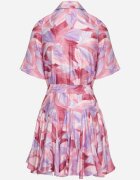retro & icone Rochie Violet-Roz Cloche cu Volane și Curea Aquamar