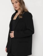 retro & icone Sacou negru cu croi boxy cu buzunare cu clape și nasture Marviana
