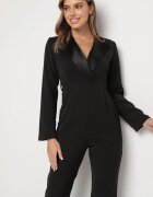 retro & icone Salopetă Neagră Elegantă cu croială cambrată cu picioare largi Lirraza