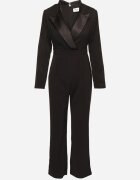 retro & icone Salopetă Neagră Elegantă cu croială cambrată cu picioare largi Lirraza