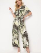 retro & icone Salopetă Verde cu Elastic în Talie încheiată cu nasturi cu Curea Textilă Efity