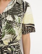 retro & icone Salopetă Verde cu Elastic în Talie încheiată cu nasturi cu Curea Textilă Efity