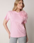 retro & icone Tricou cu mânecă scurtă Roz și aplicație în formă de floare Nestairis
