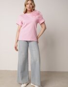 retro & icone Tricou cu mânecă scurtă Roz și aplicație în formă de floare Nestairis