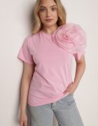 retro & icone Tricou cu mânecă scurtă Roz și aplicație în formă de floare Nestairis