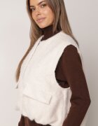retro & icone Vestă Casual în Stil Boucle pentru Iarnă cu Buzunare Naatoka Bej