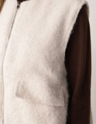 retro & icone Vestă Casual în Stil Boucle pentru Iarnă cu Buzunare Naatoka Bej