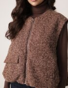 retro & icone Vestă Casual în Stil Boucle pentru Iarnă cu Buzunare Naatoka Maro