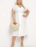  Rochie Albă De in Cu croi evazat Cu elastic în talie Ageronna