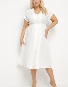  Rochie Albă De in Cu croi evazat Cu elastic în talie Ageronna