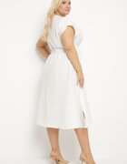  Rochie Albă De in Cu croi evazat Cu elastic în talie Ageronna