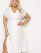  Rochie Albă De in Cu croi evazat Cu elastic în talie Ageronna
