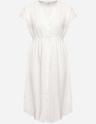 Rochie Albă De in Cu croi evazat Cu elastic în talie Ageronna