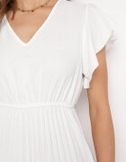  Rochie Albă Plisată Maxi Evazată cu Mâneci Lărgi Serahpine