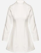  Rochie Albă Taliată cu Fusta Cloș Virvesa