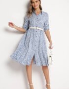  Rochie albastră deschisă evazată tip cămașă midi Maijane