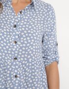  Rochie albastră deschisă evazată tip cămașă midi Maijane