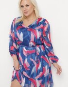  Rochie Albastră Trapez cu Mânecă Lungă și Căptușeală Nadica