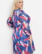  Rochie Albastră Trapez cu Mânecă Lungă și Căptușeală Nadica