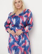  Rochie Albastră Trapez cu Mânecă Lungă și Căptușeală Nadica