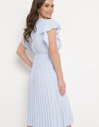  Rochie Albastru deschis Evazată Midi cu tiv plisat Sabara