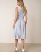  Rochie Albastru Deschis Evazată Midi Plisată cu Cordon din Material Varethia