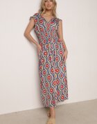  Rochie Albastru-Roșie Cloche Maxi cu elastic în talie Branna