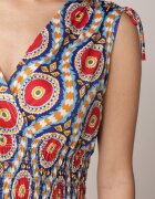 Rochie Albastru-Roșie Cloche Maxi cu elastic în talie Branna