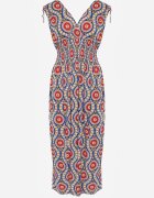  Rochie Albastru-Roșie Cloche Maxi cu elastic în talie Branna