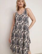  Rochie bej-bleumarin cloș din bumbac fără mâneci Horrilla