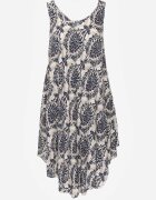 Rochie bej-bleumarin cloș din bumbac fără mâneci Horrilla