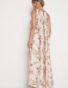  Rochie Bej Satin cu flori Fenaresia