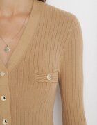  Rochie Bej Tricotată cu Nasturi Gricrana