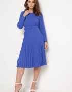  Rochie Bleumarin Midi cu fustă plisată și cordon Ondinetta