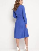  Rochie Bleumarin Midi cu fustă plisată și cordon Ondinetta