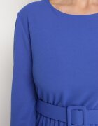  Rochie Bleumarin Midi cu fustă plisată și cordon Ondinetta