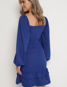 Rochie Bleumarin Mulată Mini cu drapaj și volan Derozza