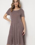  Rochie Bordo-Bej de vară din viscoză cu model mozaic Ivalia